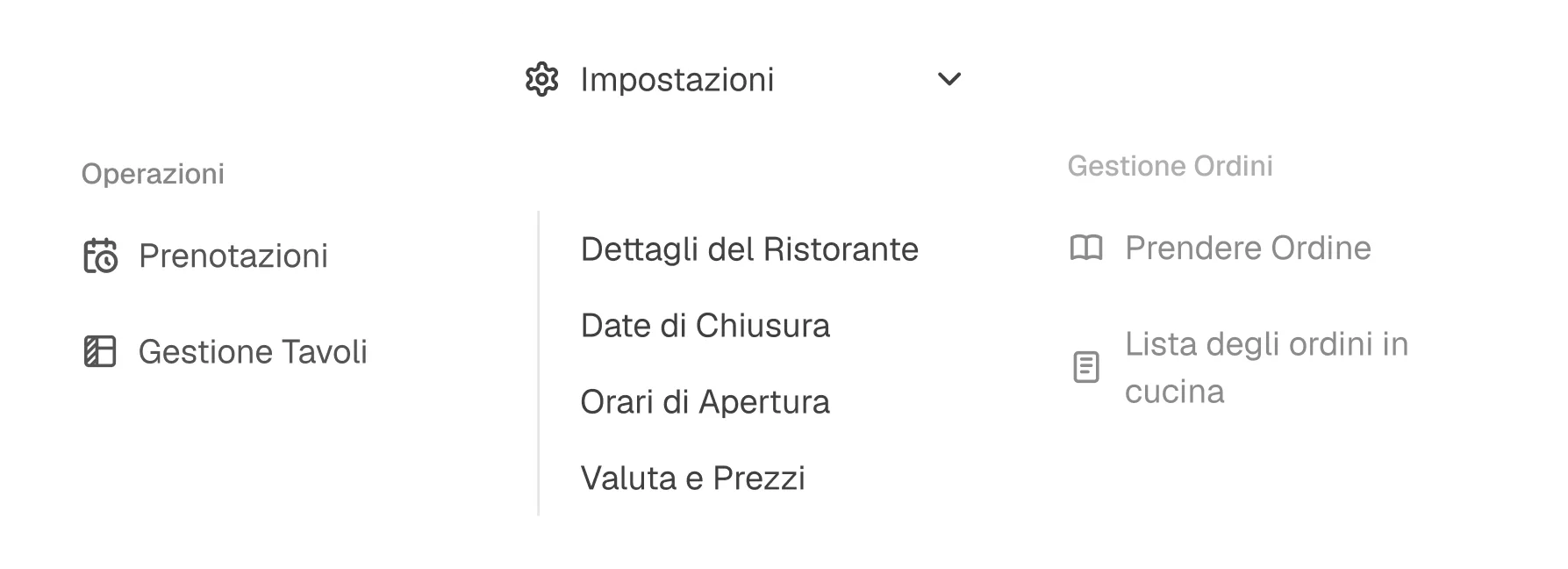 Restaurant operations and order management settings